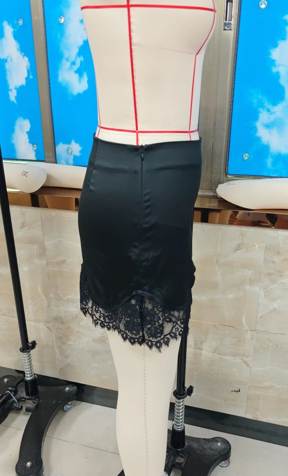 VacationGrabs Sexy Solid Lace Patchwork Skirt Women Fashion Straight Irregular Street Short Skirts Female Party Lady Mini Bottoms