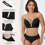 Deep V Push-Up Bralette – Backless Invisible Lingerie