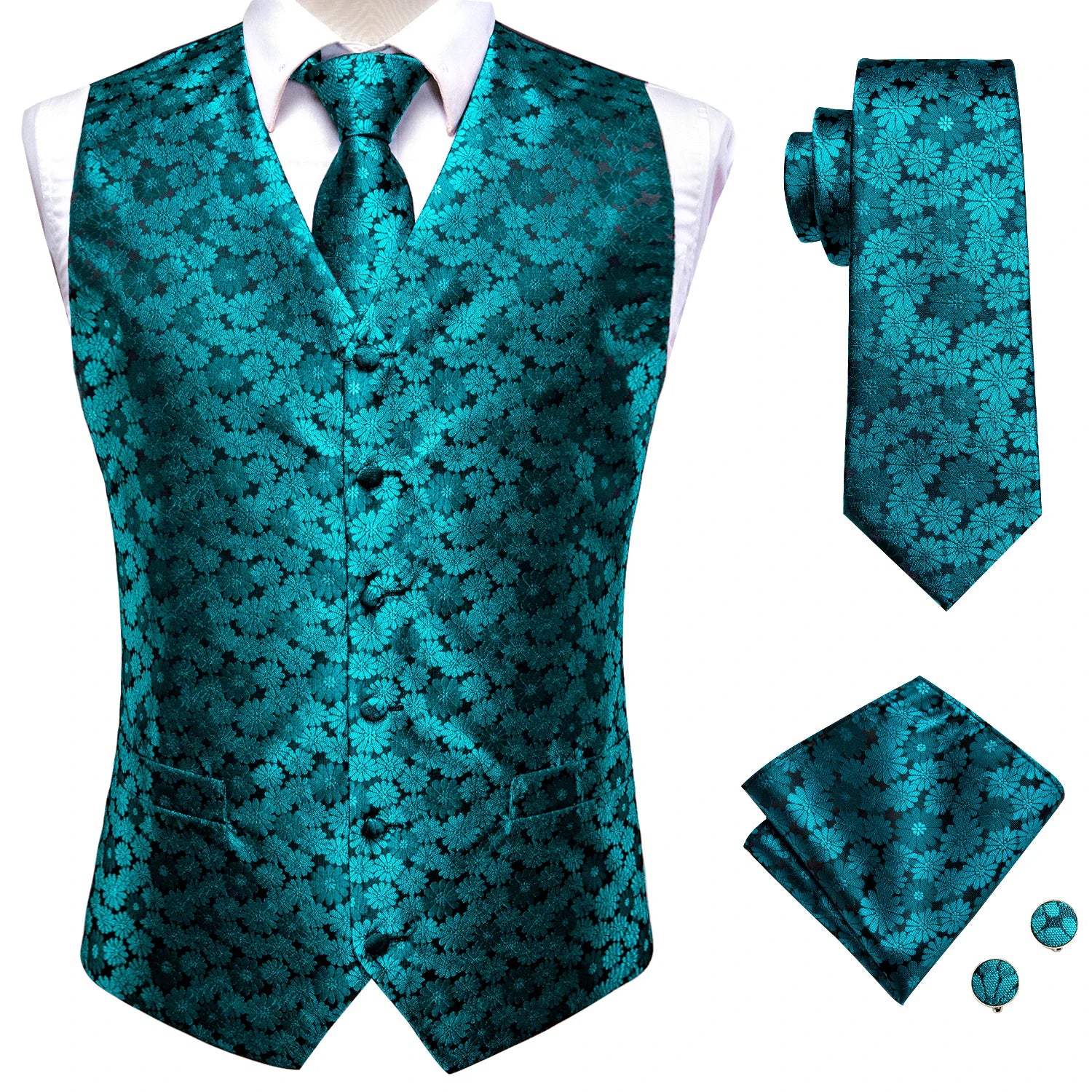 Elegant Floral Necktie How to Tie Set for Men
