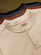Red Tornado Short Sleeve Henley T-Shirt Heavyweight Cotton Every Day Tee Amekaji