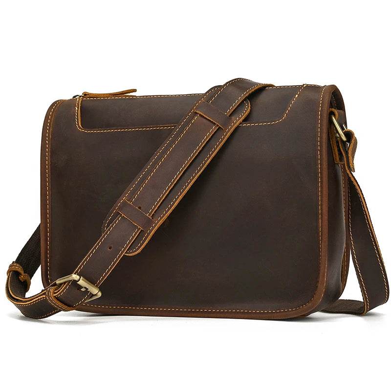 Retro Crazy Horse Leather Crossbody Shoulder Bag Men - VacationGrabs