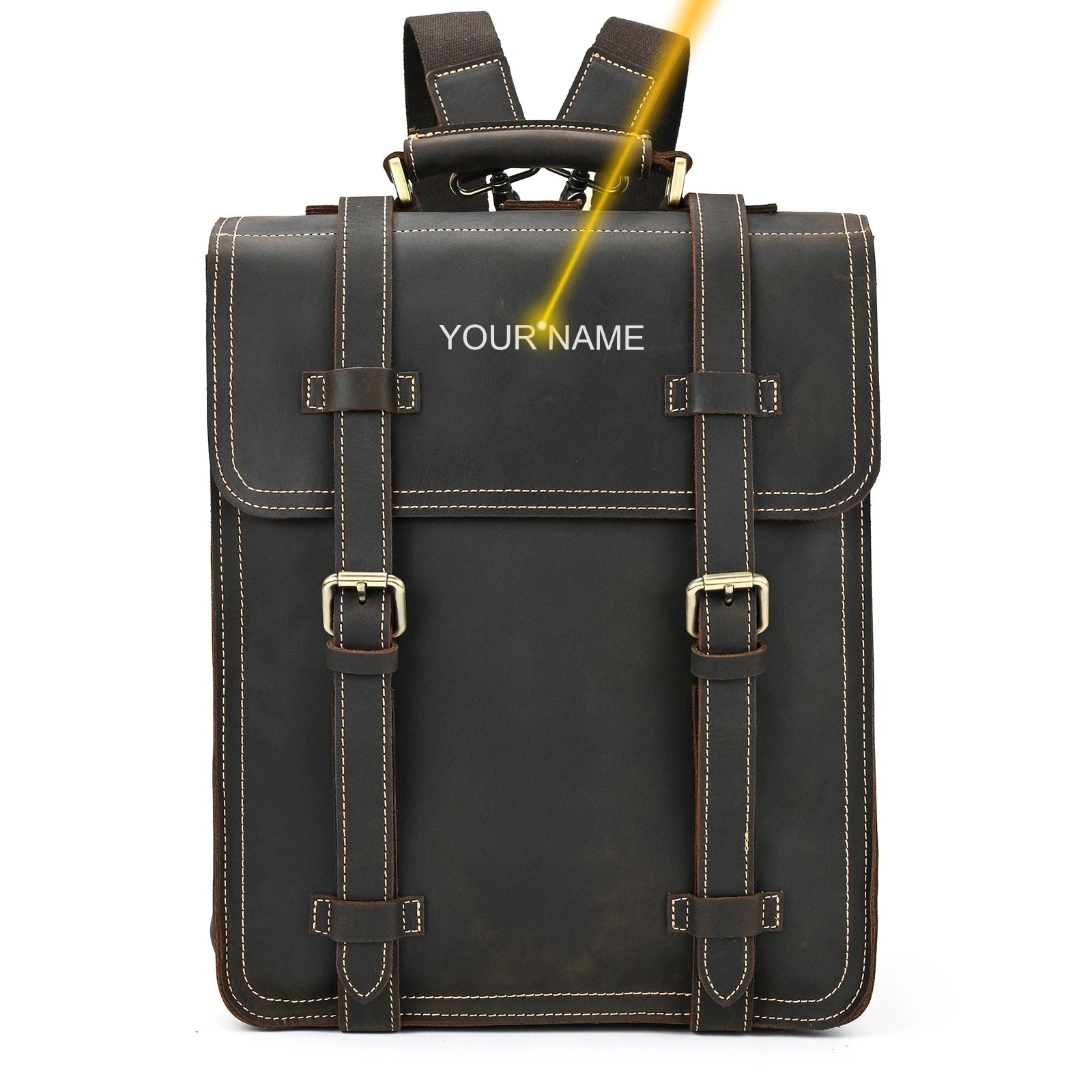 Crazy Horse Leather Backpack for Men 15.6" Laptop Travel Bag
