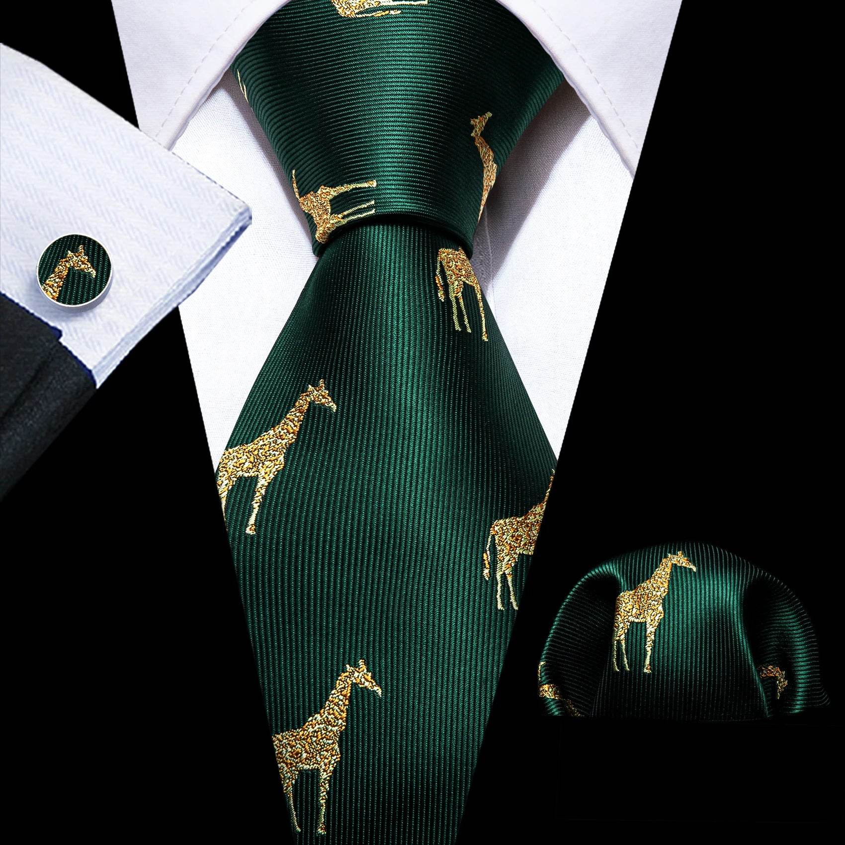 Green Silk Tie Set for Men: Multiple Shades Available - VacationGrabs