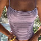 VacationGrabs Women's Vertical Striped Knit Cami Top Spaghetti Strap Square Neck Fitted Waist Cropped Sweater Summer Casual Top