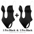 Backless Deep-V Shapewear Corset Bodysuit, Thong Back