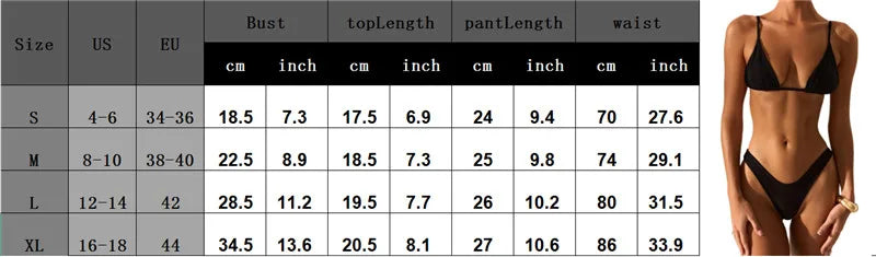 VacationGrabs Women’s Two Piece Outfits Triangle Bikini Top and High Cut Bottoms Set Beachwear Solid Black Swimsuit for Pool Party