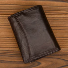 Trifold Leather Short Wallet for Men RFID Purse Multi-Function Wallet - VacationGrabs
