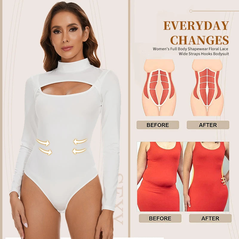 High Collar Shapewear Corset Bodysuit, Tummy Control Tank
