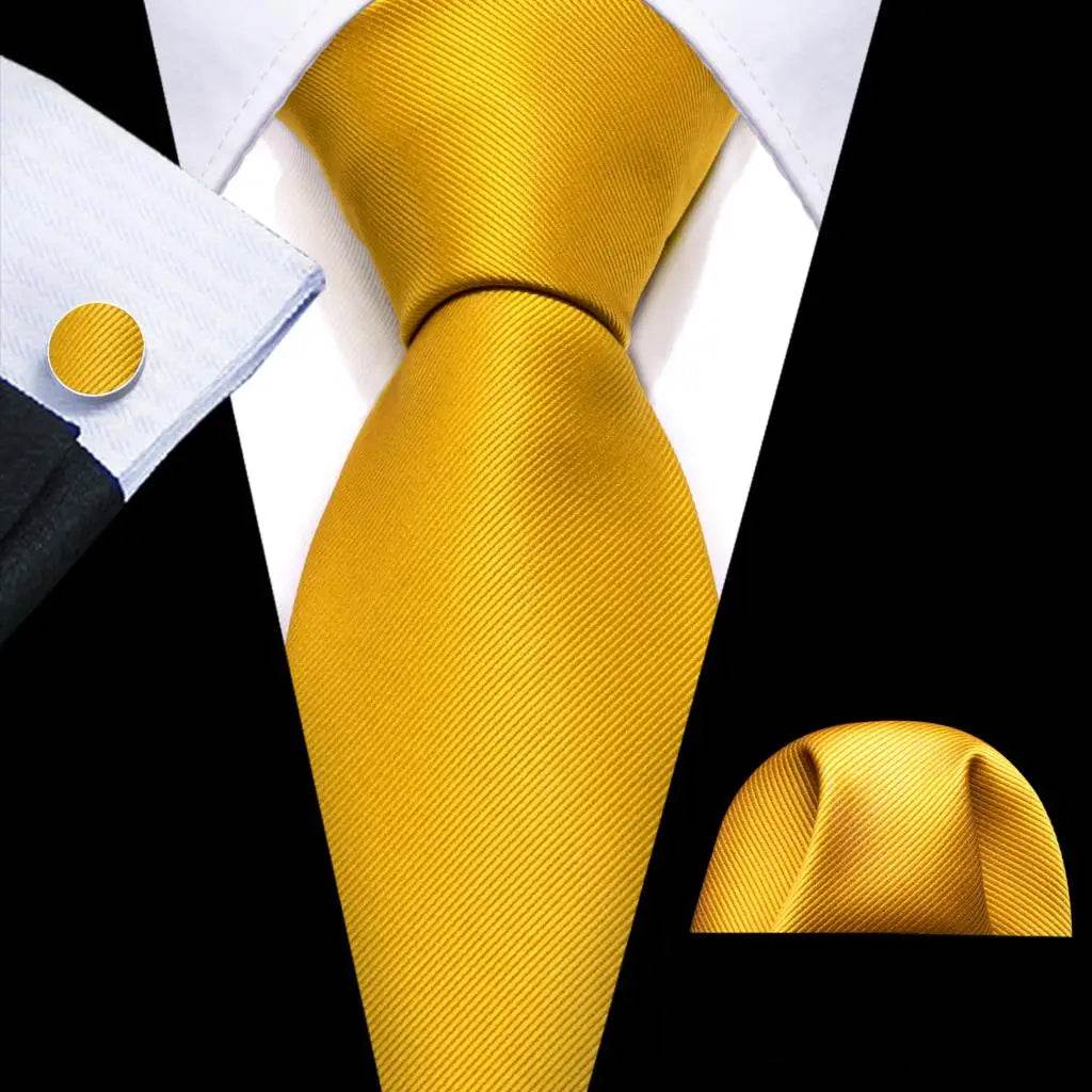 Gold & Beige Silk Tie Set for Men - VacationGrabs