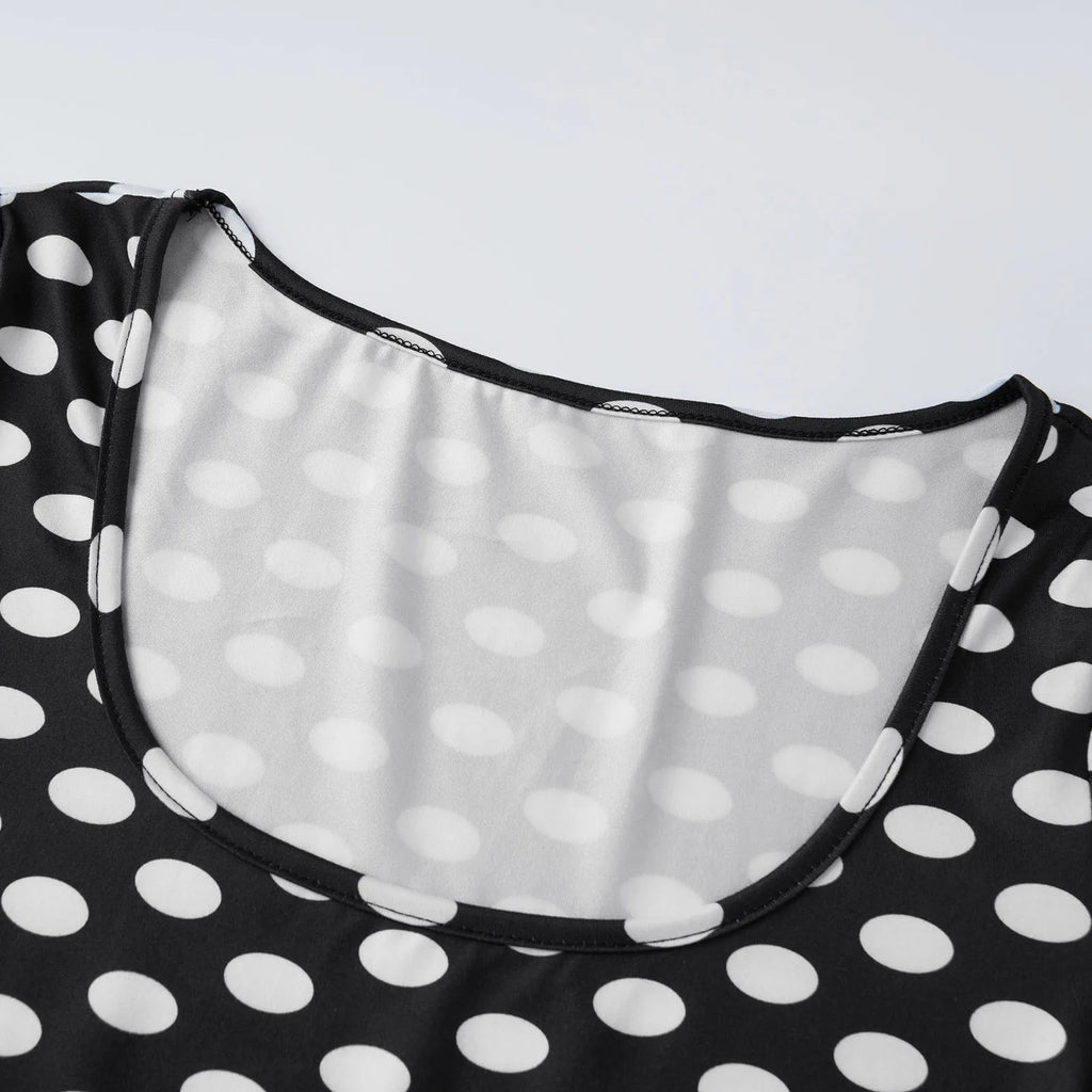 VacationGrabs Women Square Neck Polka Dot Print Long Sleeve Top Slim Fit Stretchy Y2K Vintage Casual Basic Tee Blouse Daily Wear