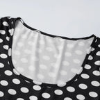 VacationGrabs Women Square Neck Polka Dot Print Long Sleeve Top Slim Fit Stretchy Y2K Vintage Casual Basic Tee Blouse Daily Wear