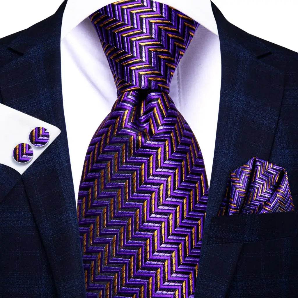 Purple Paisley Silk Tie Set for Men - VacationGrabs