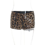 Sequin Leopard Patterm Fitness Bodycon Pants Women Boot Cut Low Rise Shorts Coquette Hot Shorts Club Party Going Out Outfits