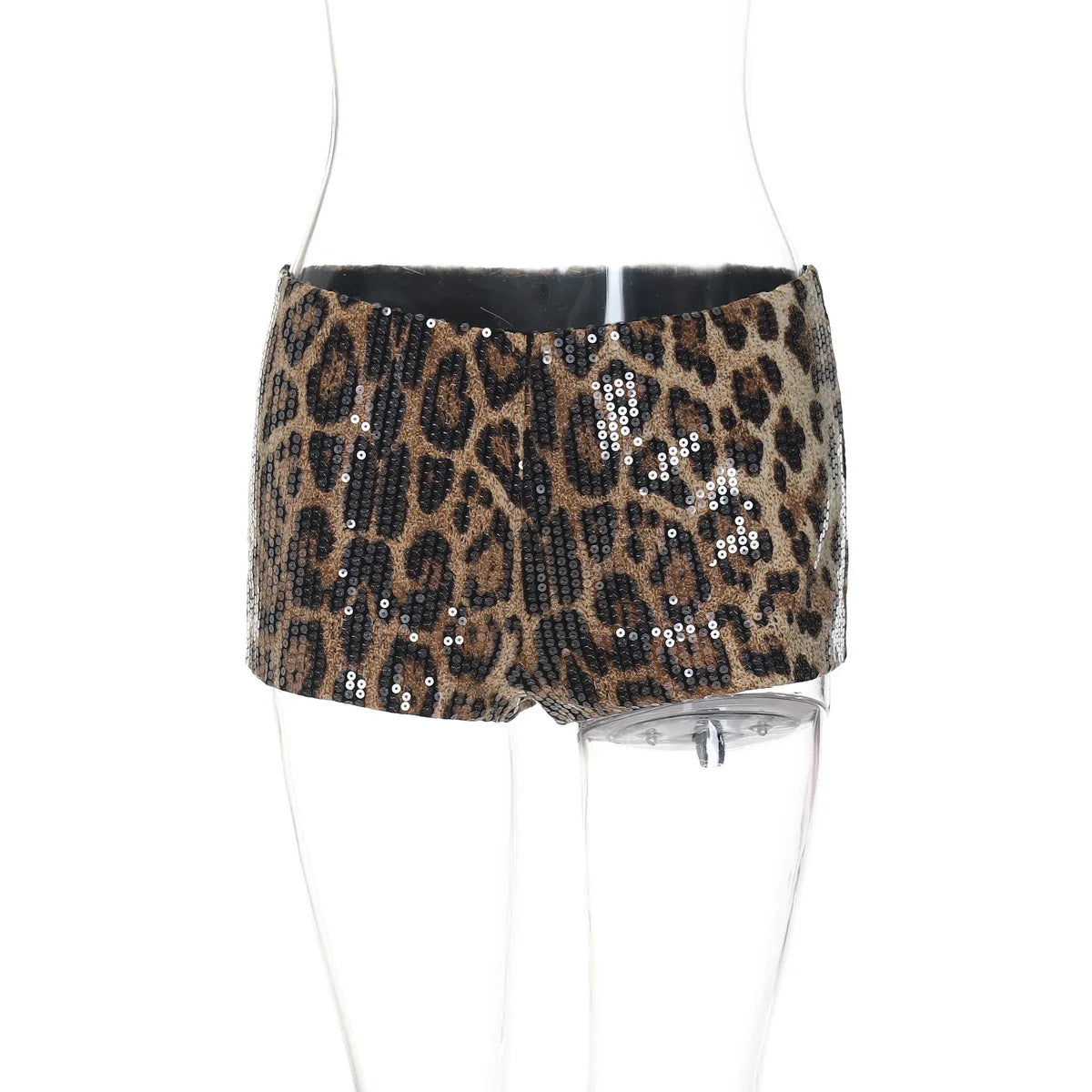 Sequin Leopard Patterm Fitness Bodycon Pants Women Boot Cut Low Rise Shorts Coquette Hot Shorts Club Party Going Out Outfits