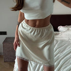 VacationGrabs Women Sexy High Waist Satin Mini Skirt White Red Chic Streetwear Summer Elastic Waist Slim Skirt Hot Girls Casual Simple