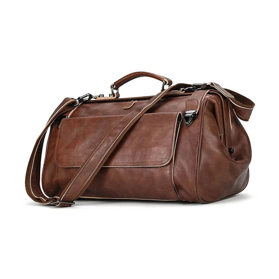 Luxury Leather Duffle Bags for Business Flights 45cm Travel Bag - VacationGrabs