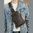 Casual Leather Chest Bag Retro Men's Crossbody Outdoor Sling Bag - VacationGrabs