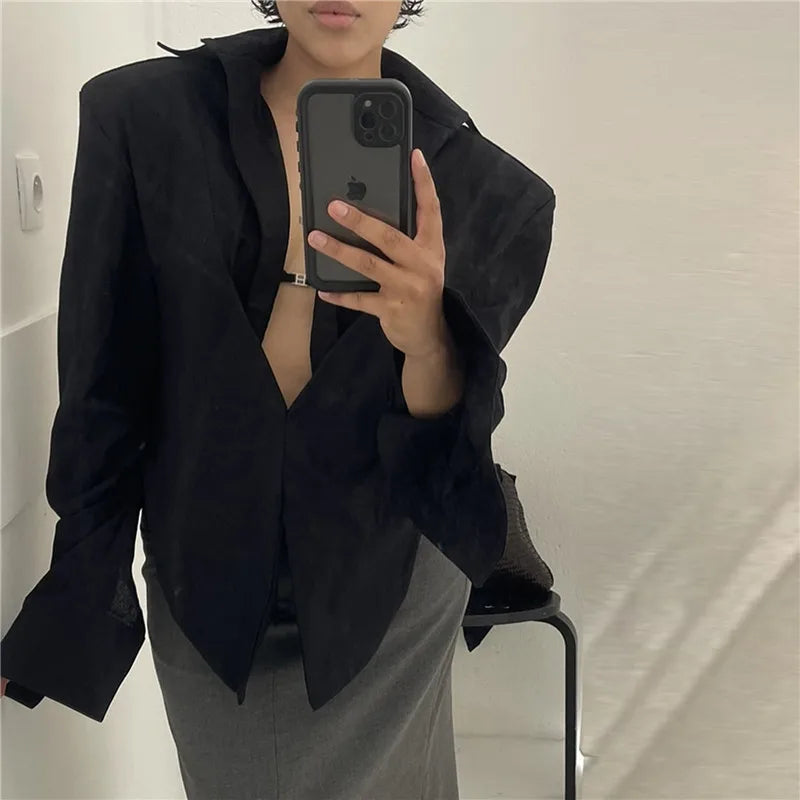 VacationGrabs Women Sexy Blouses Vintage Contrast Plaid V-Neck Slim Shirt Top Fashion Y2k Party Look New High Waisted Female Shirt Top
