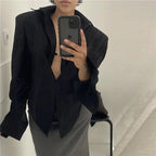 VacationGrabs Women Sexy Blouses Vintage Contrast Plaid V-Neck Slim Shirt Top Fashion Y2k Party Look New High Waisted Female Shirt Top