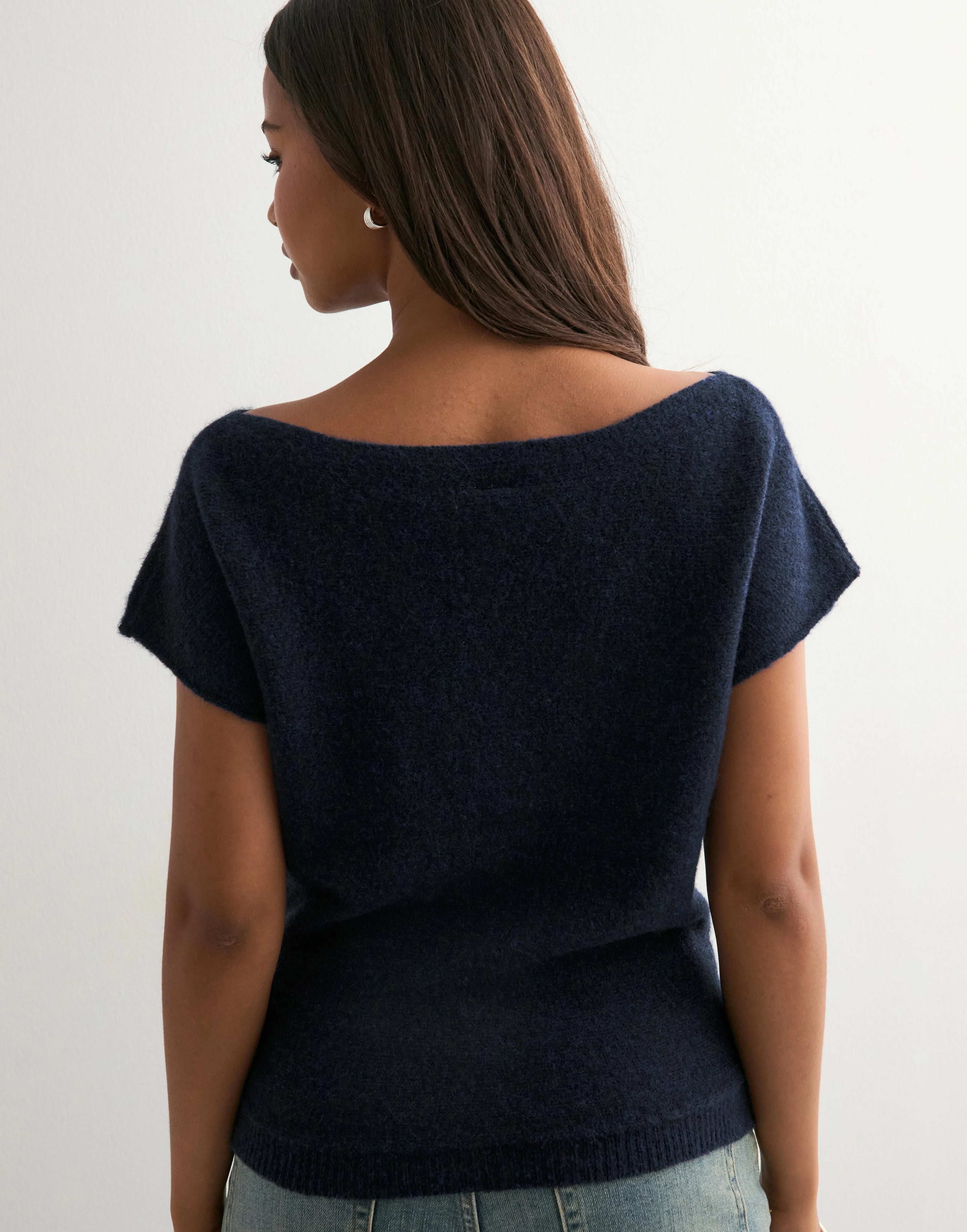 VacationGrabs Off Shoulder Short Sleeve Knit T-Shirt Women Casual Loose Elegant Female Solid Sexy Knit Pullover Top Tees Outerwear