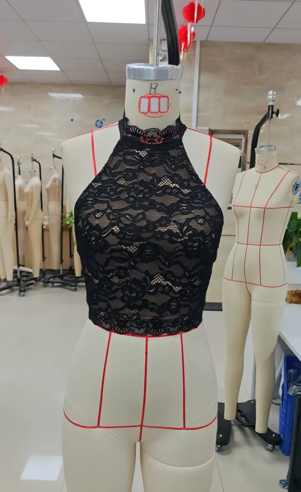 VacationGrabs Sexy Lace Halter Neck Tank Top Women Sleeveless Backless Slim Fit Crop Tops Vest Lady Party Club Jacquard Short Tops