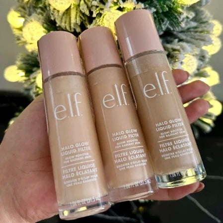 Original e.l.f. Halo Glow Liquid Filter Foundation Shiny Glossy Lightweight Hydrating Full Coverage Concealer For All Skin Types