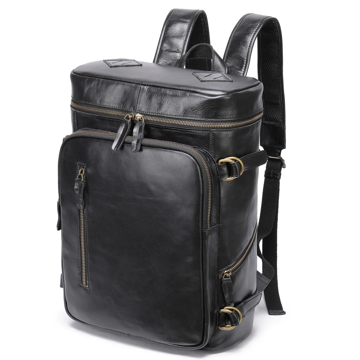 Frenzy Horsehide Men's Double-Shoulder Backpack, Cowhide Outdoor Travel Backpack, Men's Genuine Leather Double-Shoulder Bag