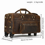 Rolling Genuine leather hand luggage travel bag with wheels