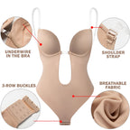 Backless Deep-V Shapewear Corset Bodysuit, Thong Back