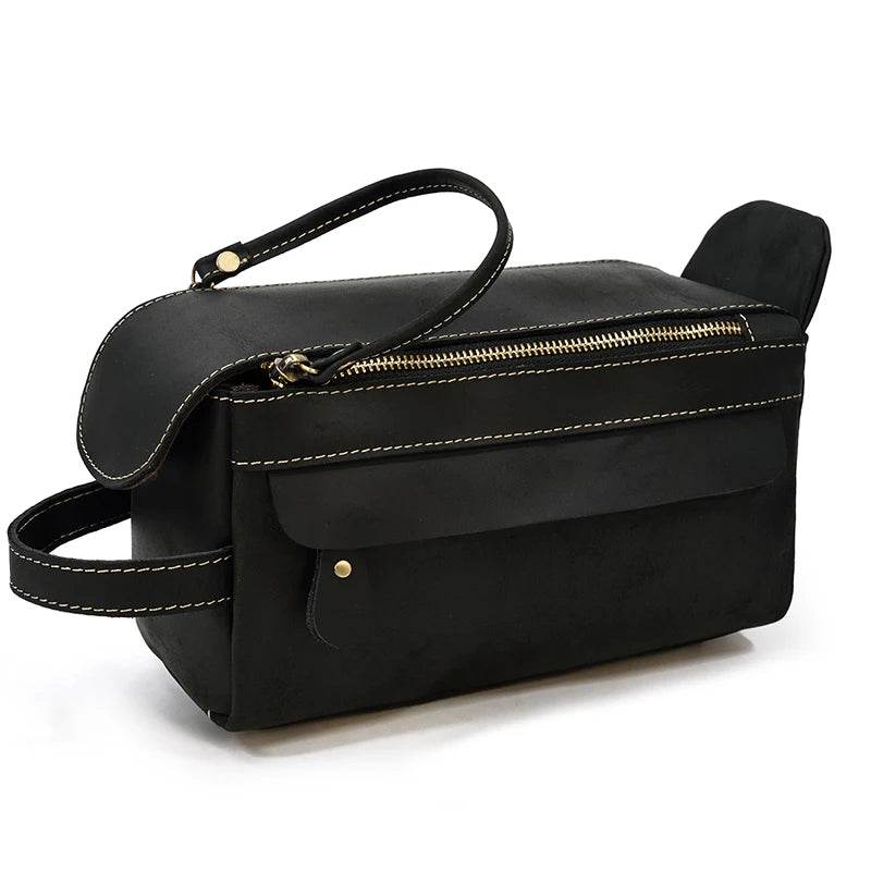 Casual Men’s Leather Clutch Wallet Genuine Leather Toiletry Bag - VacationGrabs