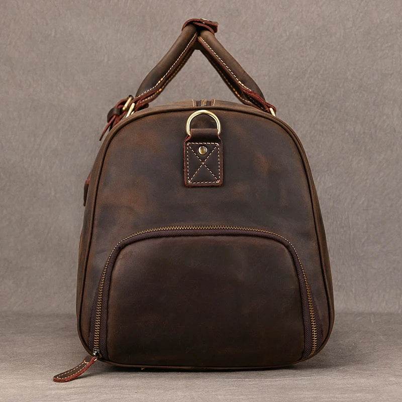 Vintage Leather Travel Duffel Hand Luggage Men’s Business Bag - VacationGrabs