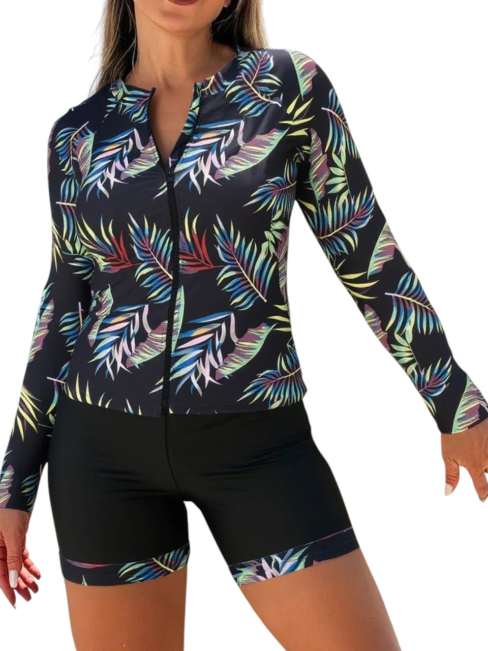 Long Sleeve Zipper Surfing Swimsuit Set
