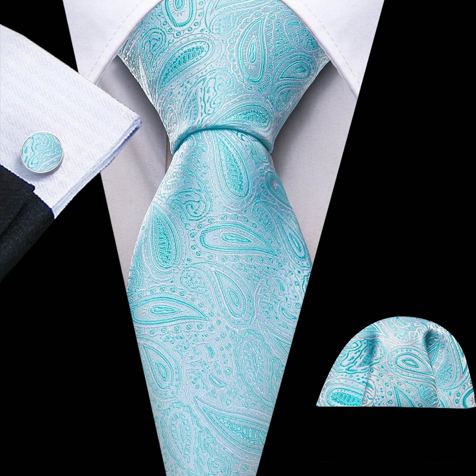 Green Silk Tie Set for Men: Multiple Shades Available - VacationGrabs