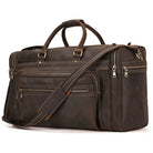 60cm High Capacity Genuine Leather Travel Duffle for Men Weekend Bag - VacationGrabs