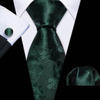 Floral Jacquard Silk Tie Set for Men - VacationGrabs