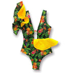 Women's Ruffle Sleeve Deep-V Bathing Suit - VacationGrabs