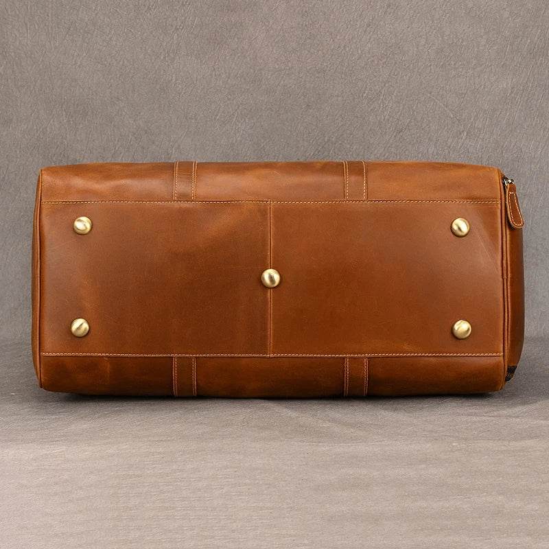 Custom Name Leather Duffel Bag Men’s Weekender Travel Bag - VacationGrabs