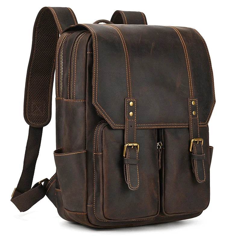 Extra Large Men’s Leather Backpack Big Capacity Travel Handbag - VacationGrabs