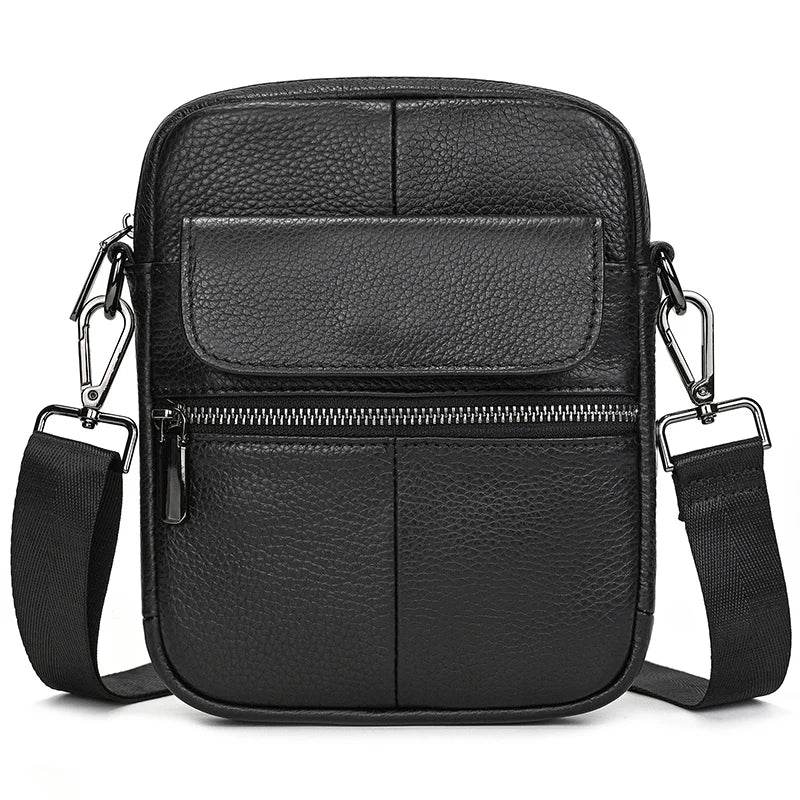 Casual Men's Small Leather Shoulder Crossbody Messenger Bag - VacationGrabs