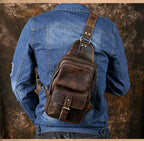 Men's Genuine Leather Sling Bag – Half Moon Crossbody