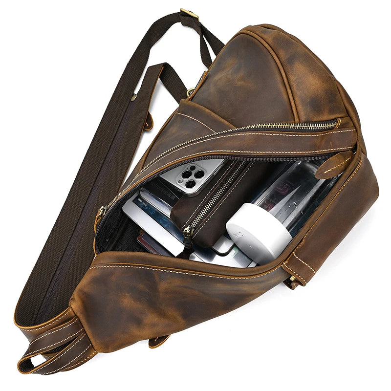Genuine Leather Sling Bag – Men's Crossbody Chest Pack