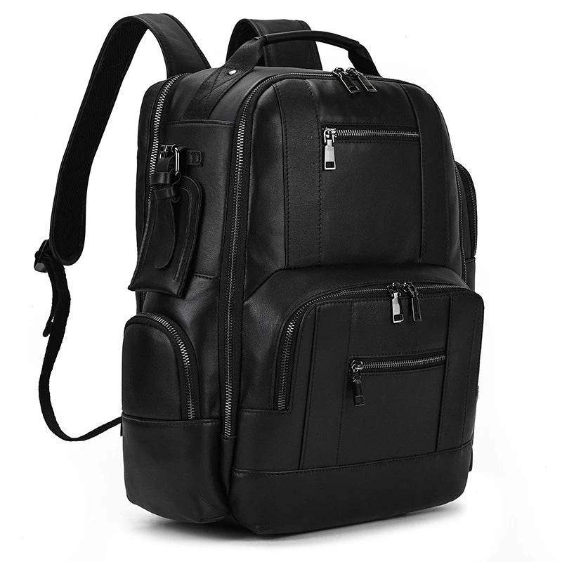 Vintage Crazy Horse Leather Backpack Men Travel Laptop School Bag - VacationGrabs