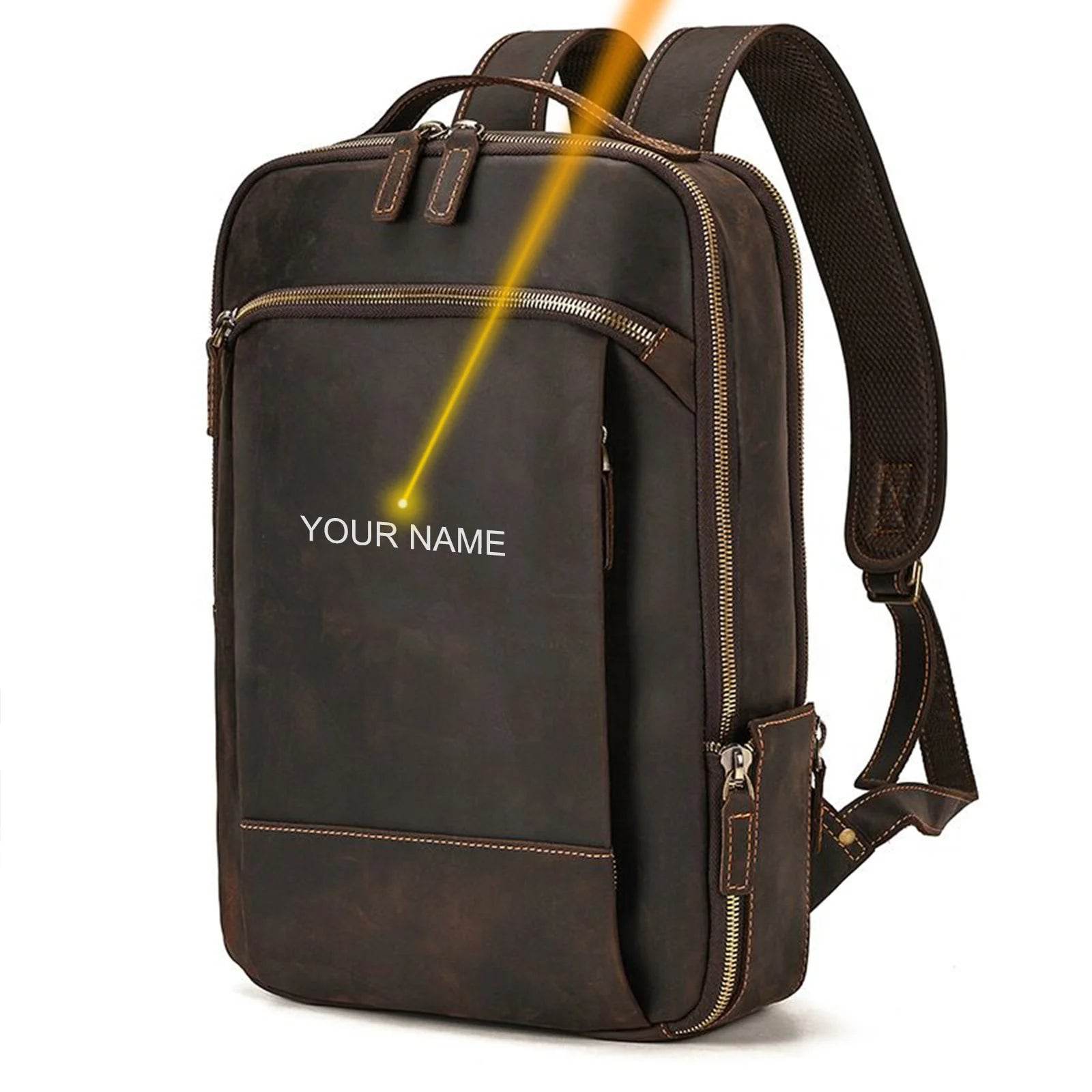 Anti-Theft Handmade Leather Backpack Vintage Travel Bag for Men - VacationGrabs
