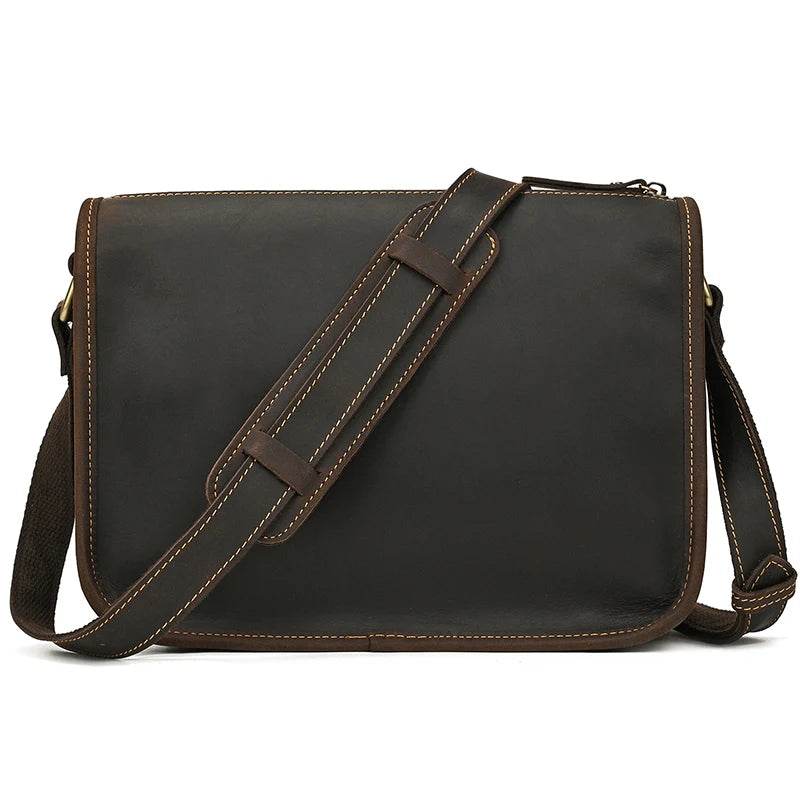 Retro Crazy Horse Leather Crossbody Shoulder Bag Men - VacationGrabs