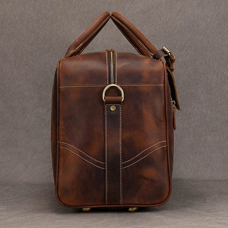 Designer Genuine Leather Travel Bag Cowhide Weekend Duffle Bag - VacationGrabs