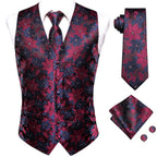 Men's floral patterned necktie with vest, perfect for formal events