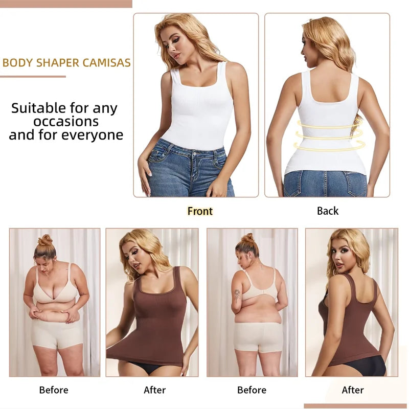 Tummy Control Camisole Shapewear Top, Wide Straps