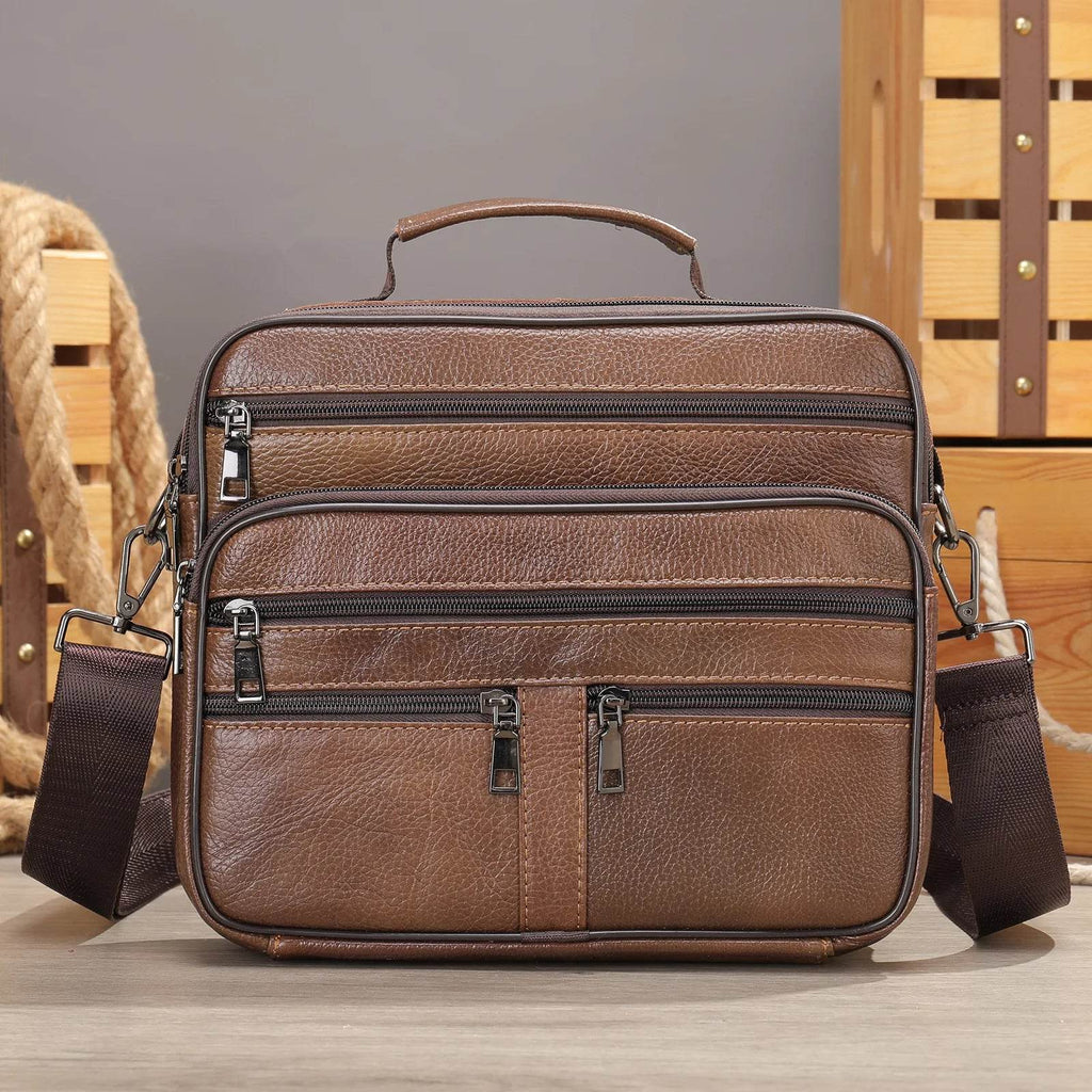 Soft Cowhide Leather Messenger Crossbody Bag for Men - VacationGrabs