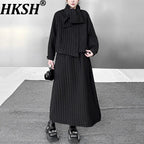 Women's Asymmetric Padded Coat & Skirt Set with Scarf