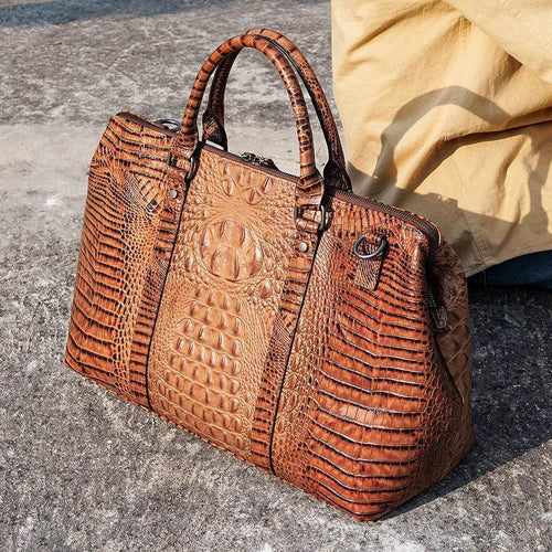 Luxury Alligator Style Leather Handbag for Men & Women Travel Bag - VacationGrabs